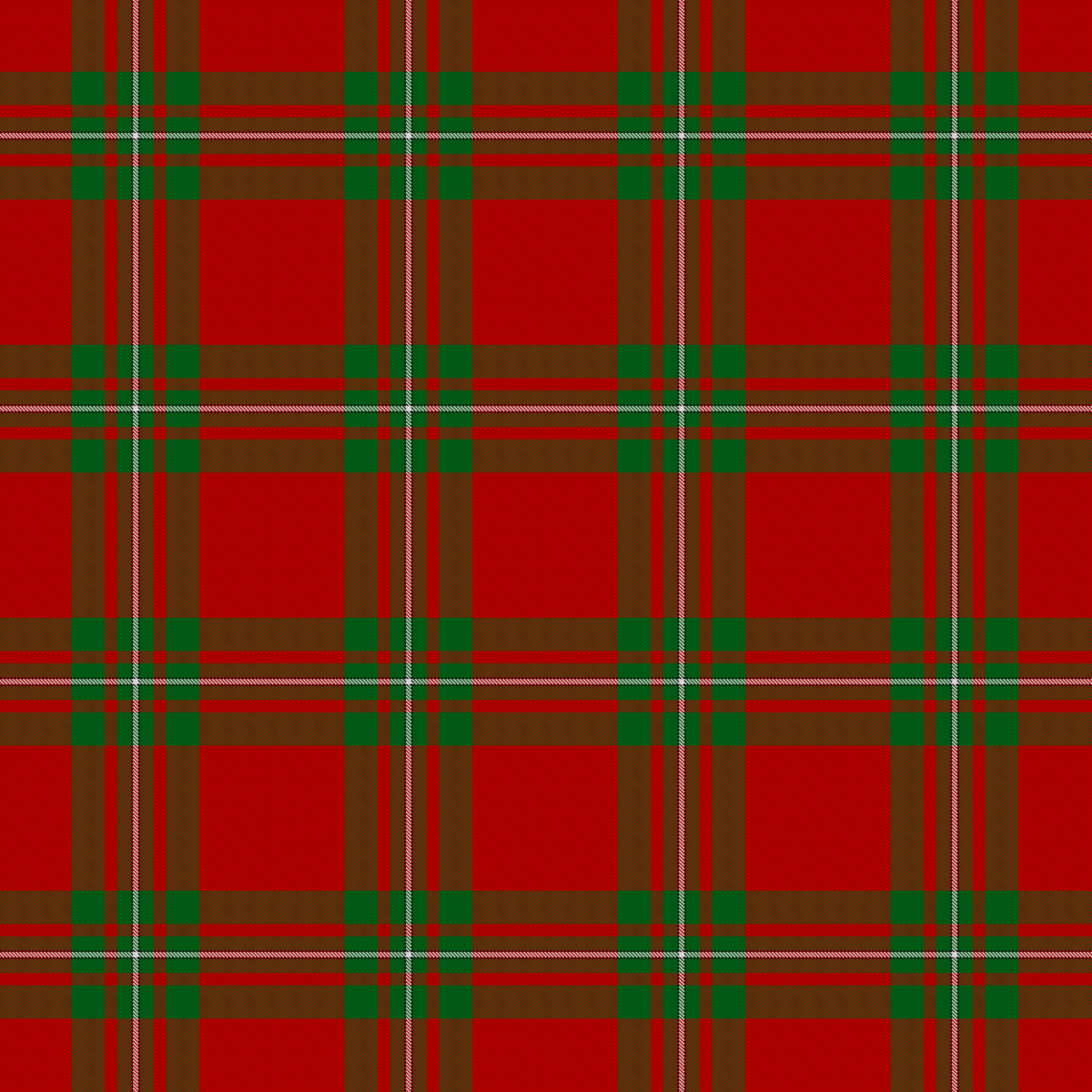 Woven tartan in red and dark green with single white stripes - the MacGregor Red and Green sett.